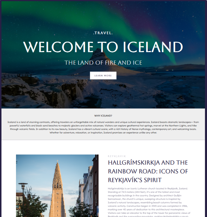 A responsive travel page